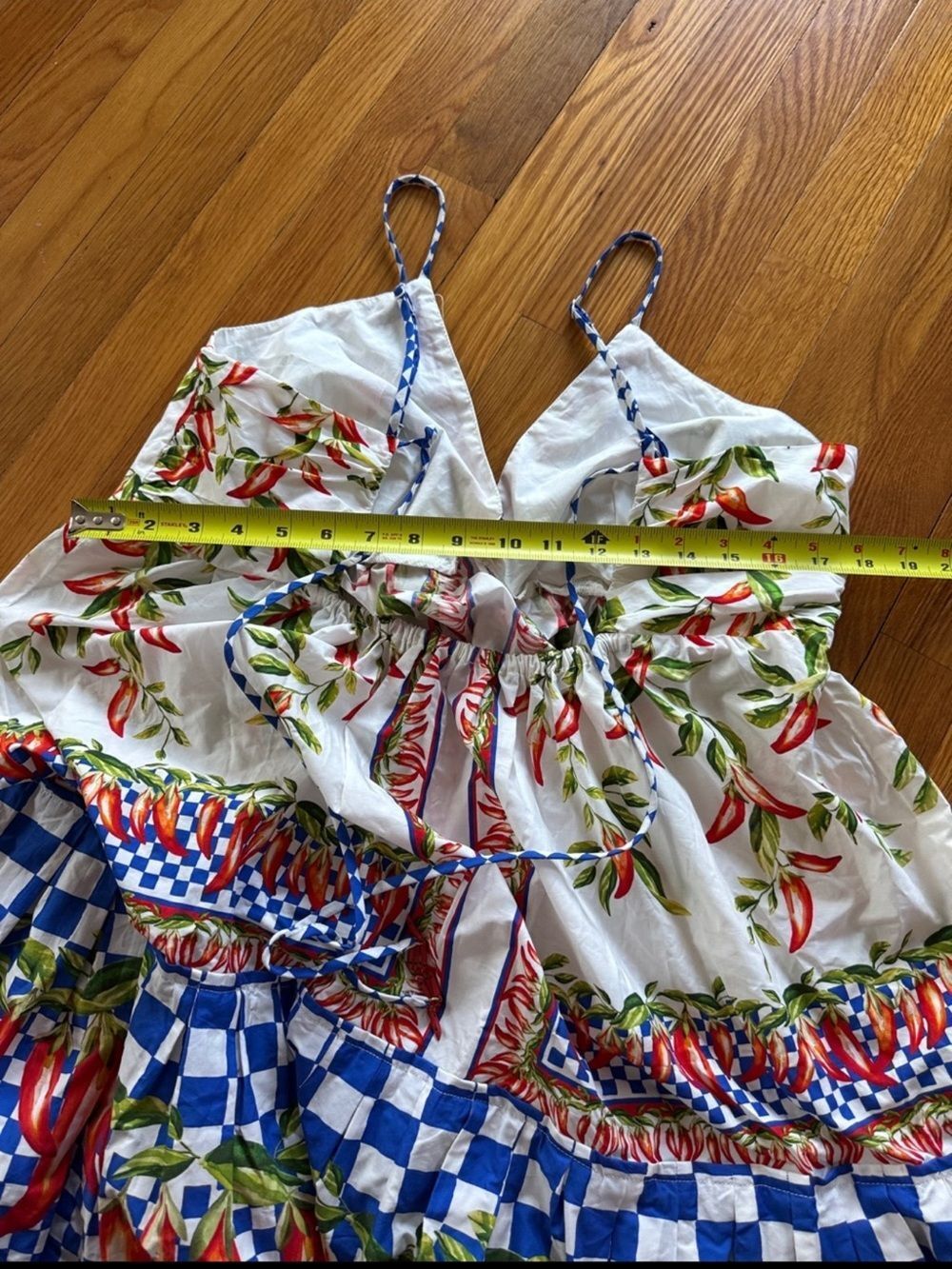 Farm Rio Picnic Peppers Ainika Sleeveless V-Neck Babydoll Swing Mini Dress XL - Picture 7 of 12